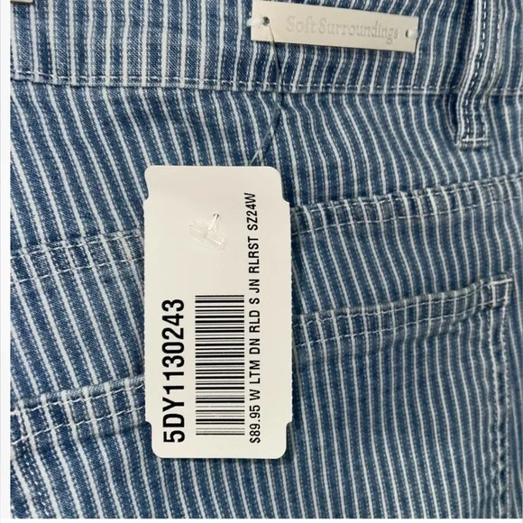 Soft Surroundings Blue/White Striped Straight Crop Pants - Picture 6 of 7